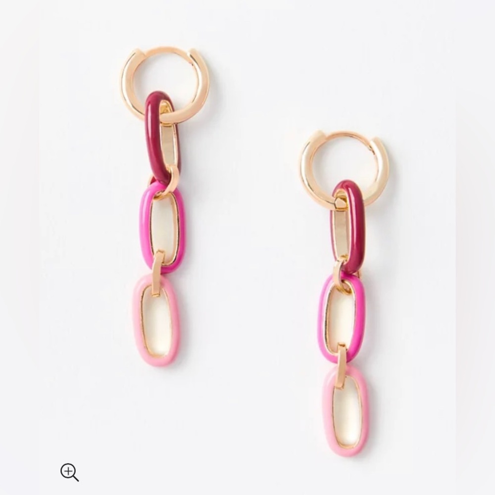LOFT NWT‎ Colorful Enamel Link Earrings - Rich Pink Berry